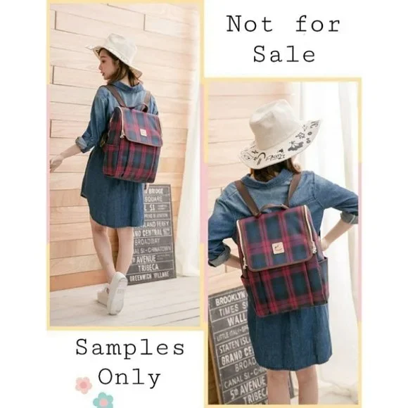 Waterproof Plaid Flip Backpack for School Work - Picture 5 of 12